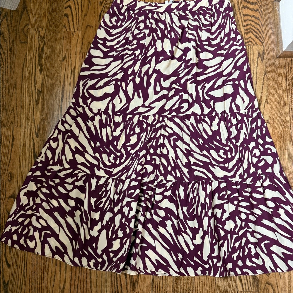 ba&sh Plum and Cream Tiered Skirt